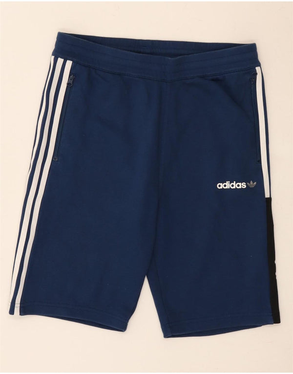 Pantaloni scurți sport adidas băieți 13-14 ani, bumbac bleumarin