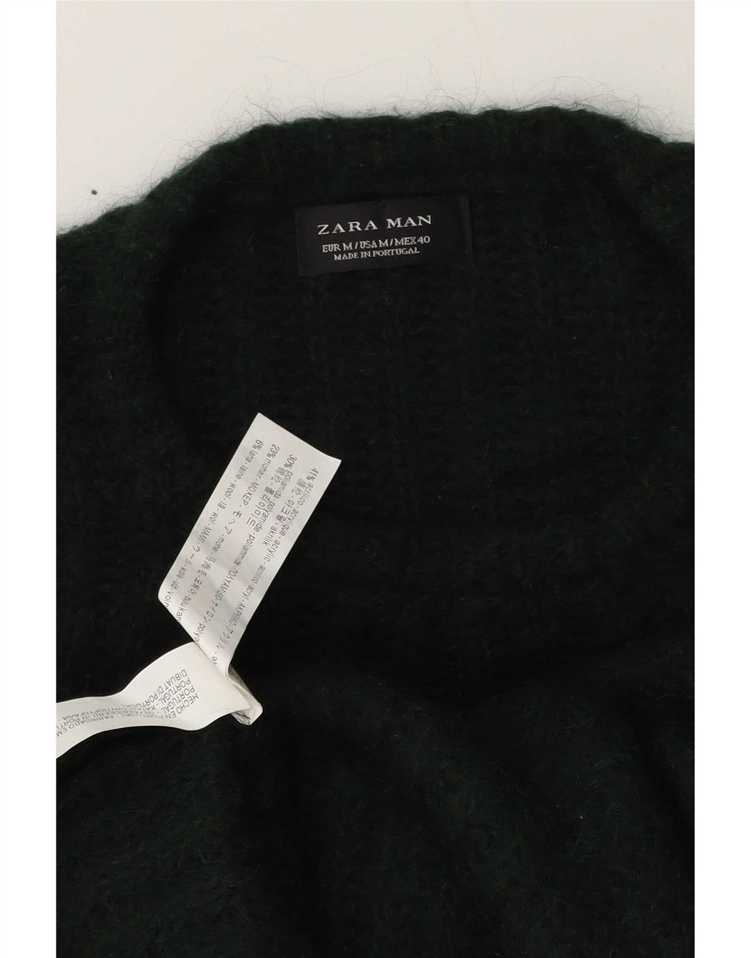 Pulover pentru bărbați Zara, cu decolteu, verde mediu acrilic