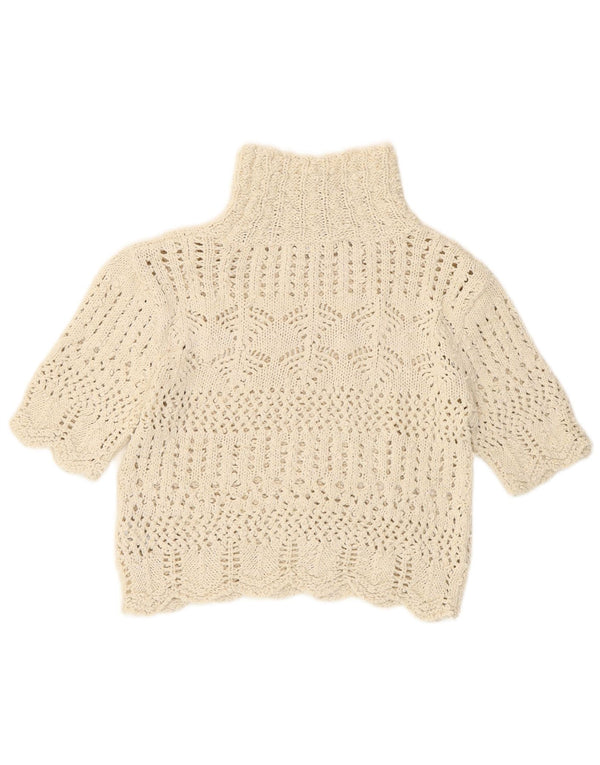 Pulover cu mânecă scurtă pentru femei Zara, cu gât rulat, mare, bej, UK 16