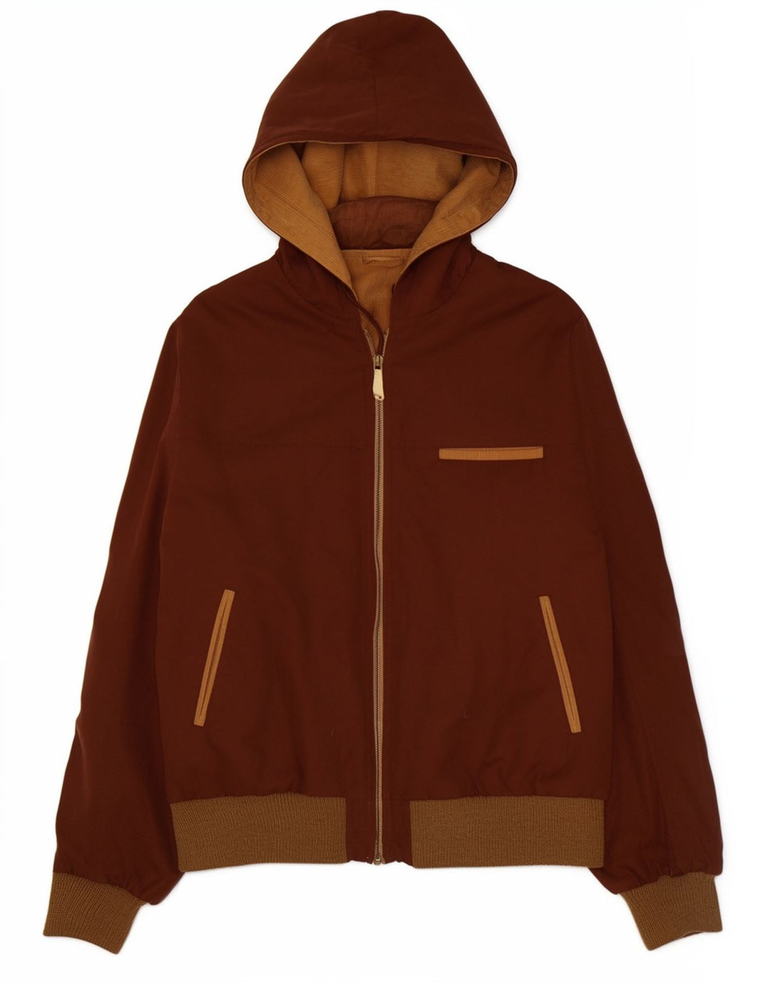 Jachetă bomber reversibilă cu glugă vintage pentru bărbați UK 38 Maro mediu Colorblock