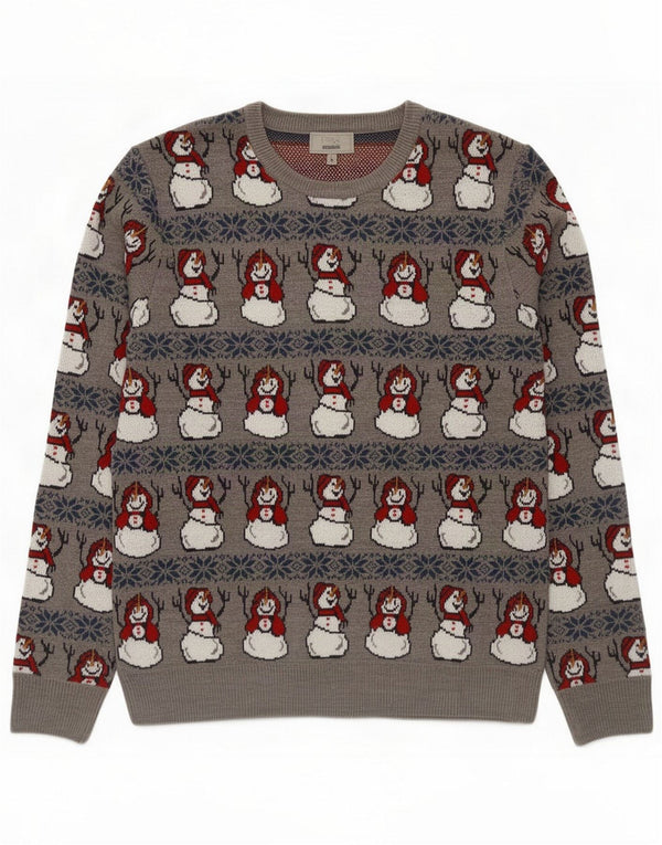 Marks & Spencer Pulover cu gât roșu pentru bărbați, mare, gri de Crăciun