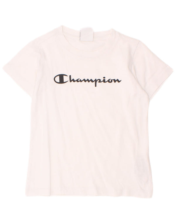 Tricou grafic Champion pentru băieți Top 7-8 ani mic Bumbac alb