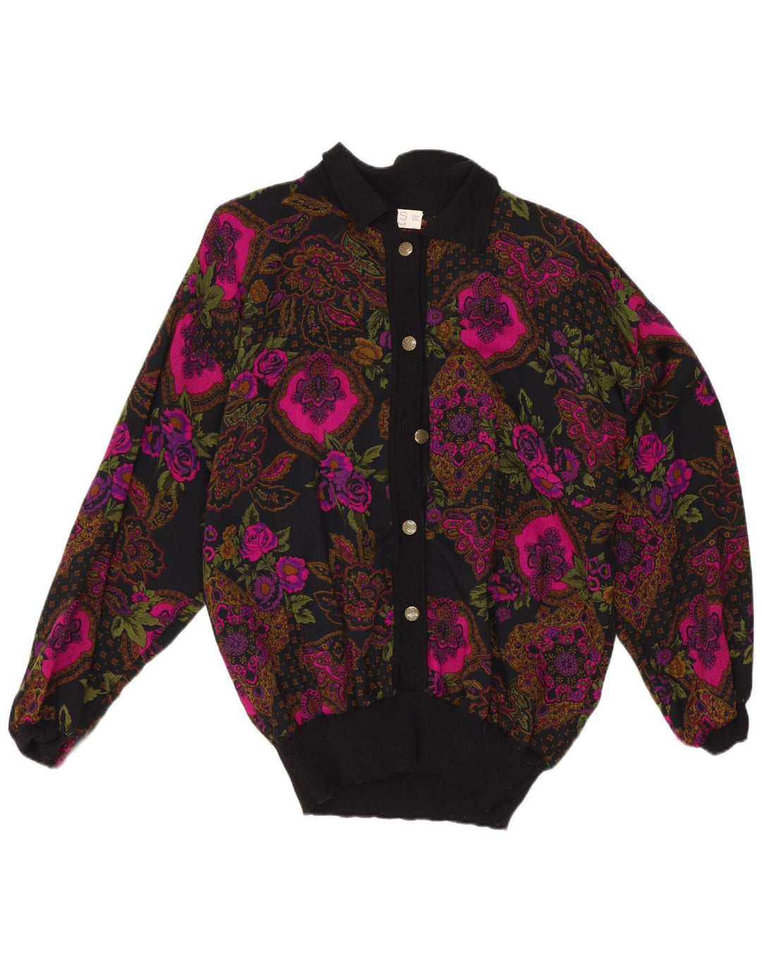 Bluză Cămașă Vintage Femei IT 42 Medium Negru Floral In