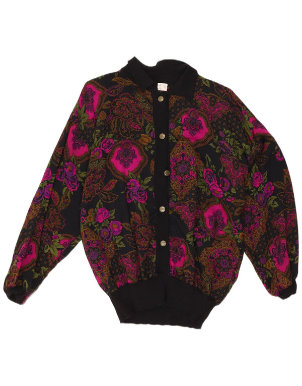 Bluză Cămașă Vintage Femei IT 42 Medium Negru Floral In