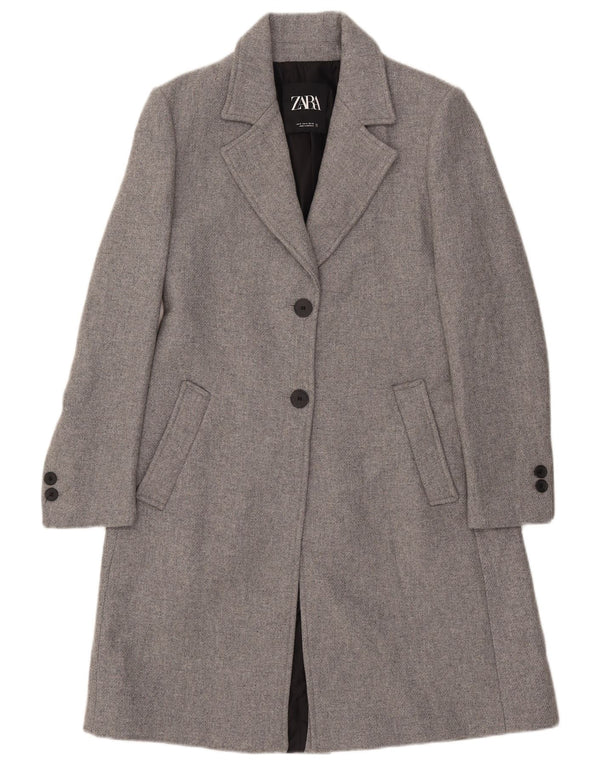 Zara Womens Overcoat UK 12 Medium Grey Wool