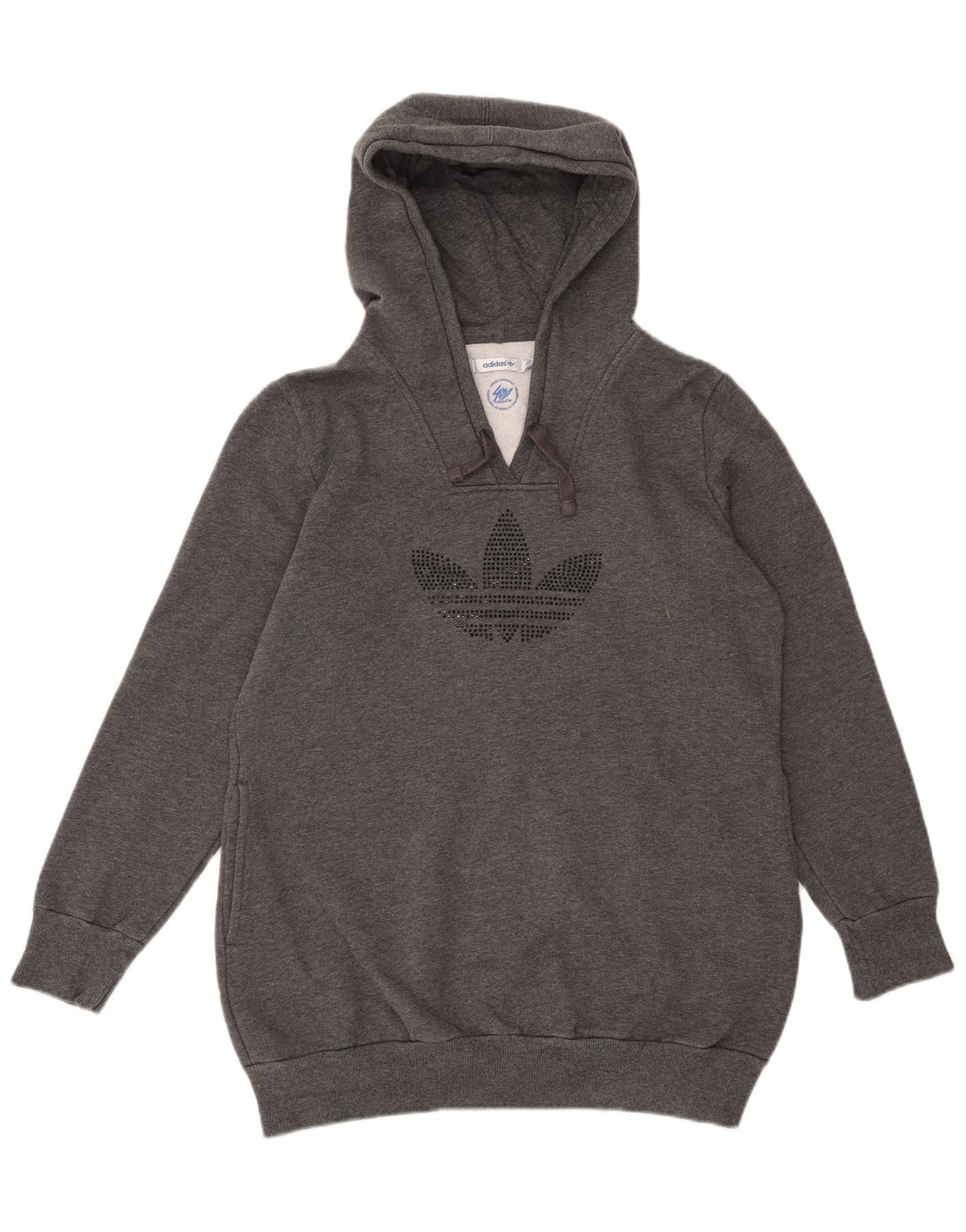Pulover cu glugă grafic Adidas pentru femei UK 16, mare, gri, poliester