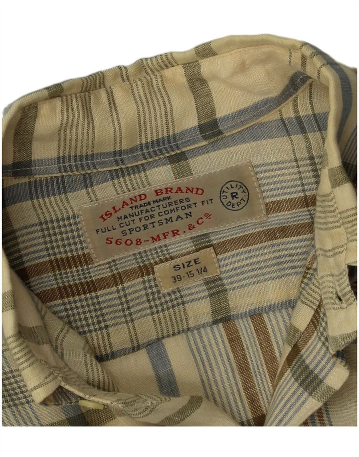 Cămașă Vintage pentru bărbați Mărimea 39 15 1/4 Mediu Bej Check In
