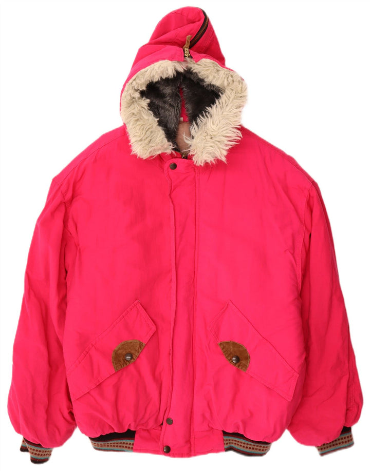 Jachetă Windbreaker cu grafică supradimensionată pentru femei VINTAGE UK 14 Roz mediu