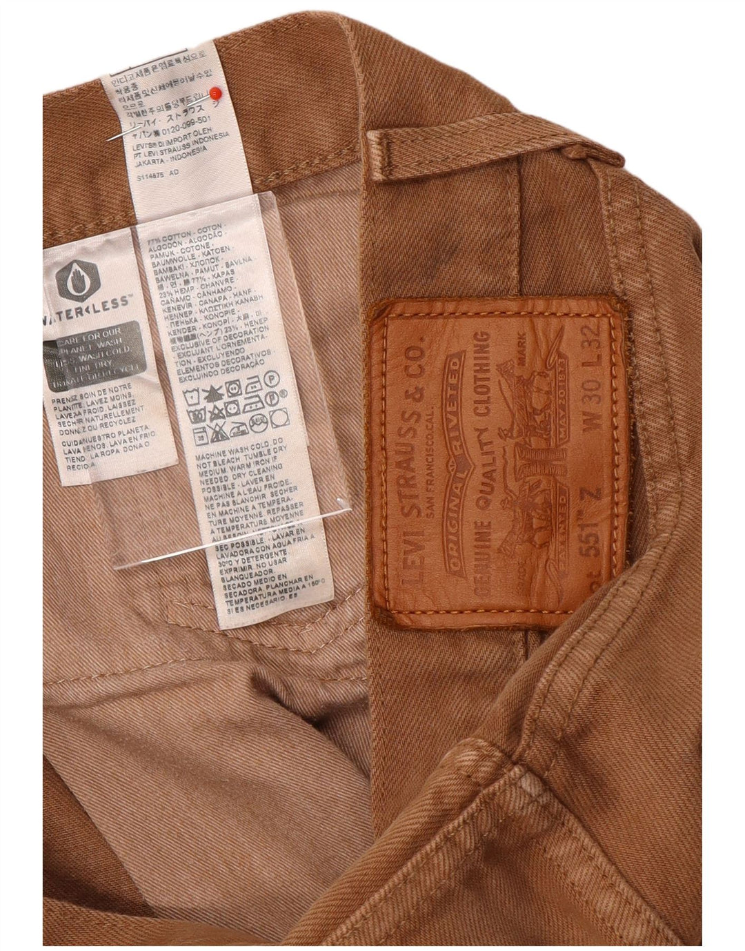 Blugi drepti pentru bărbați Levi's 551 W30 L32 bumbac maro