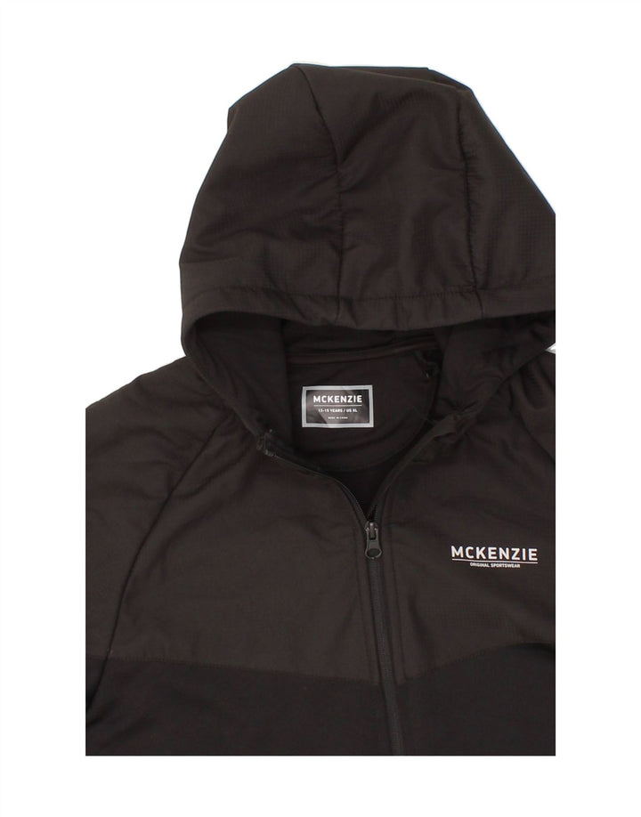 MCKENZIE Boys Zip Hoodie Sweater 13-14 Years  Black Polyester Vintage Mckenzie and Second-Hand Mckenzie from Messina Hembry 