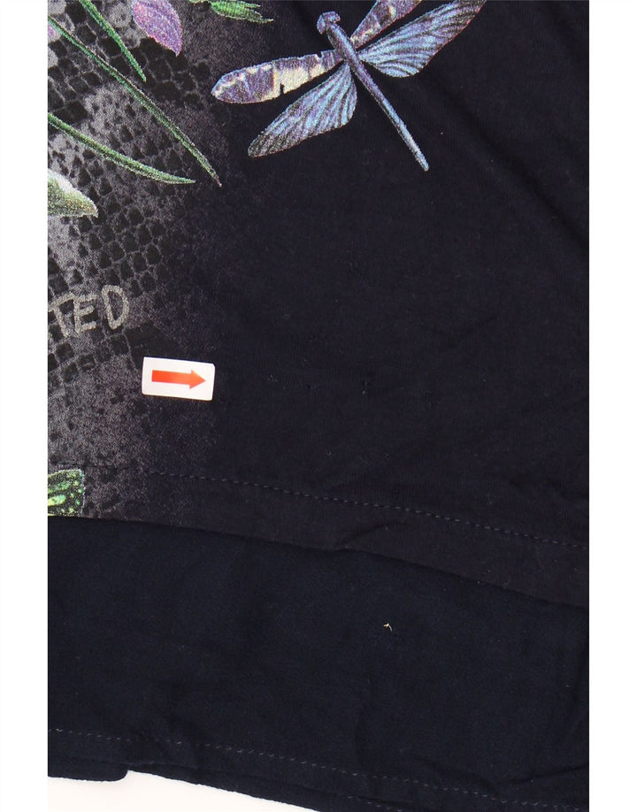 Top cu tunică grafică Desigual pentru femei UK 14 Medium Bleumarin Floral