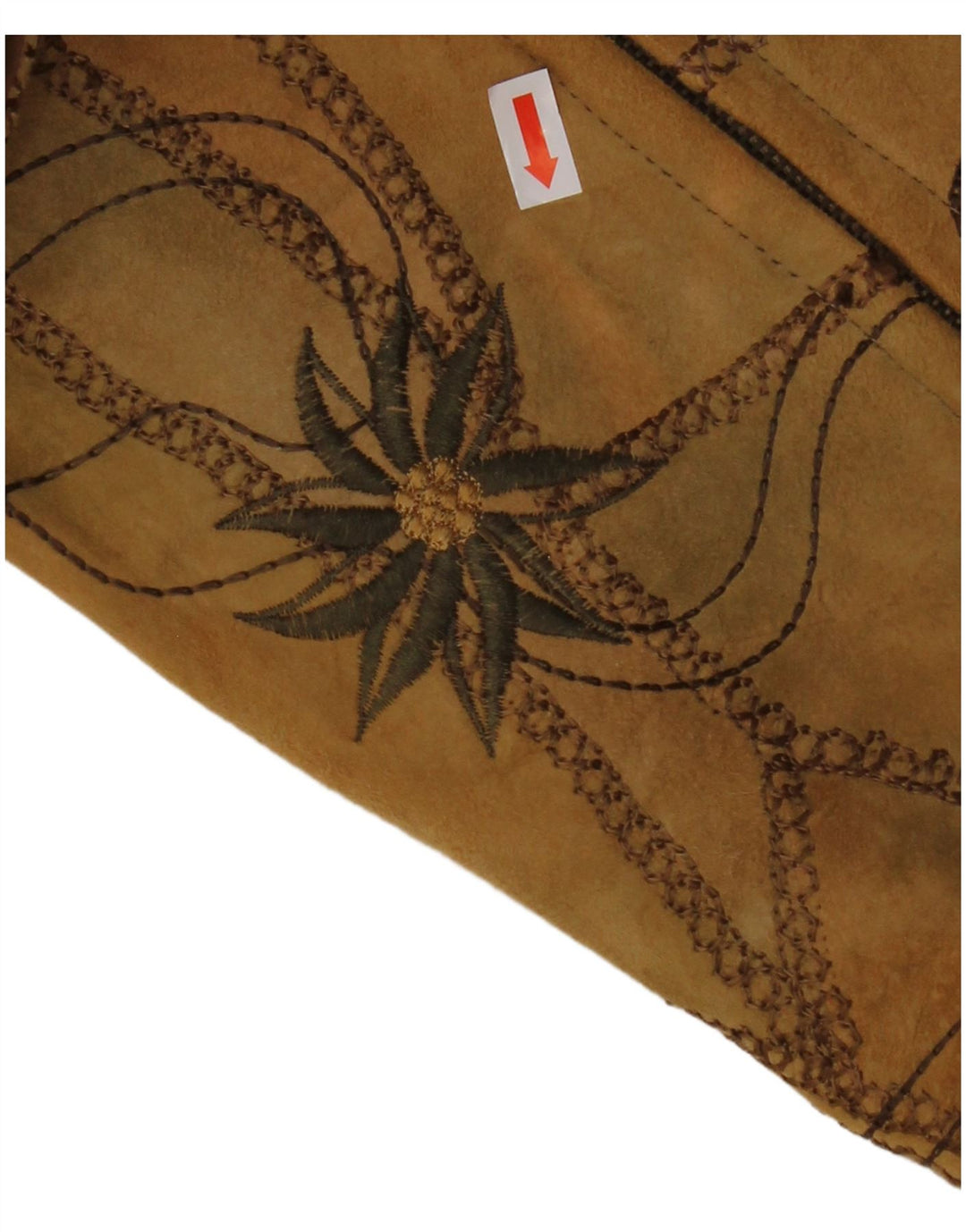 Vestă de damă VINTAGE din piele intoarsa EU 38 maro mediu din piele florala