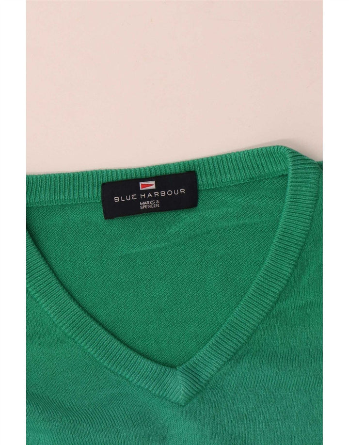 Marks & Spencer Pulover cu decolteu în V Blue Harbour pentru bărbați, verde mare