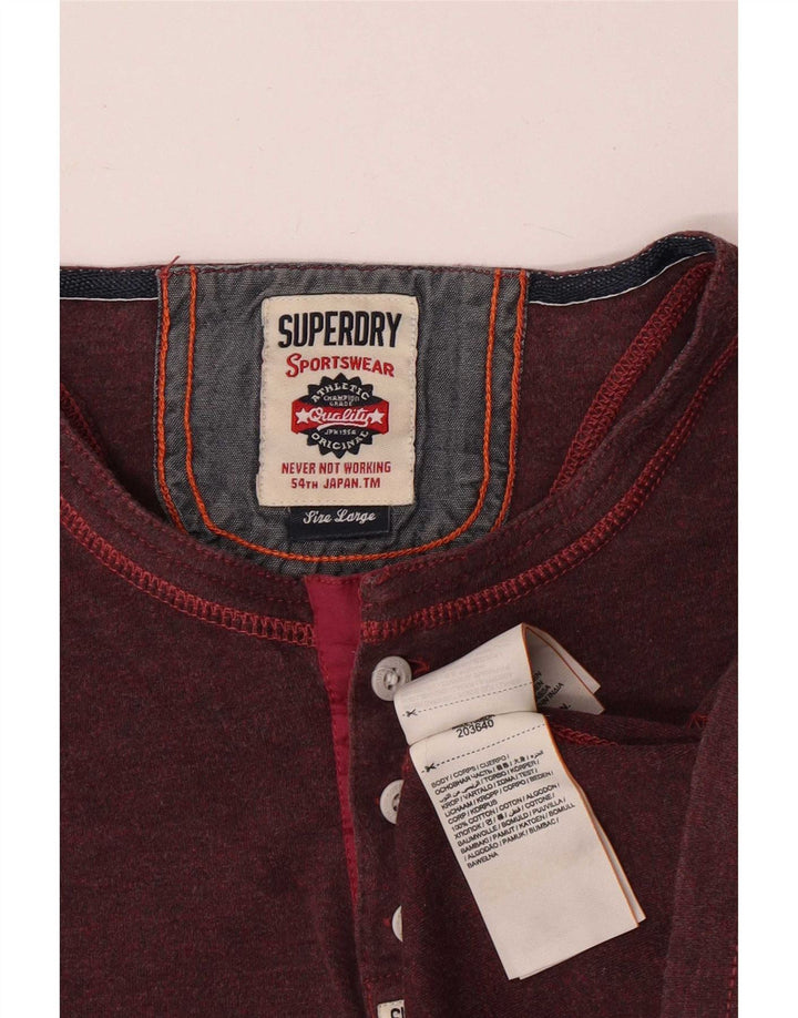 Top cu mânecă lungă Superdry pentru bărbați, bumbac maro mare