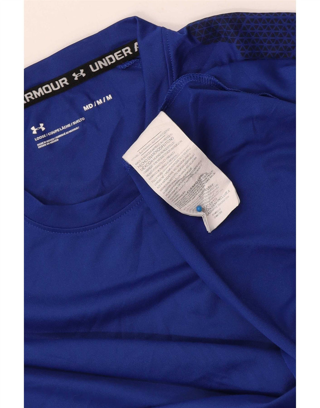 Top pentru bărbați Under Armour cu mânecă lungă, mediu albastru, poliester cu pete