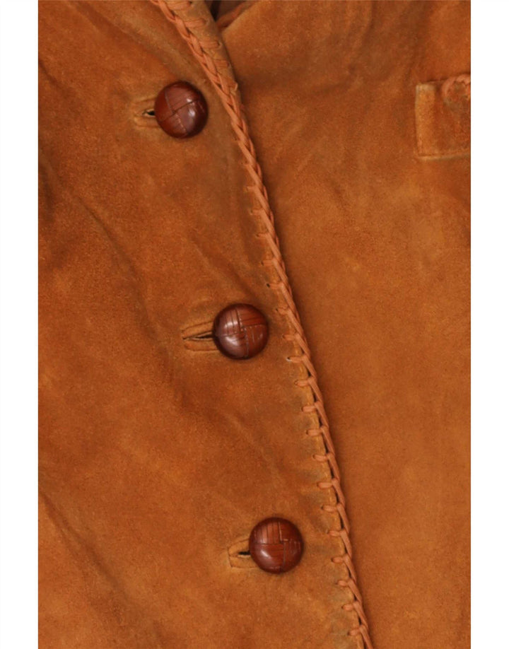 Pardesiu vintage pentru femeie din piele intoarsa EU 44 XL din piele bej
