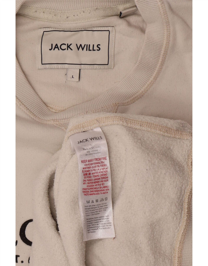 Jack Wills Pulover grafic pentru bărbați din bumbac mare, alb