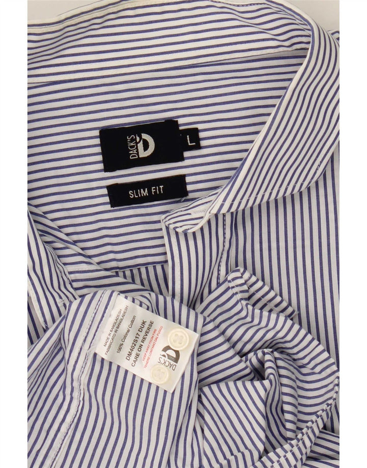 Cămașă pentru bărbați Dack's Slim Fit, mare, albastru, bumbac cu dungi