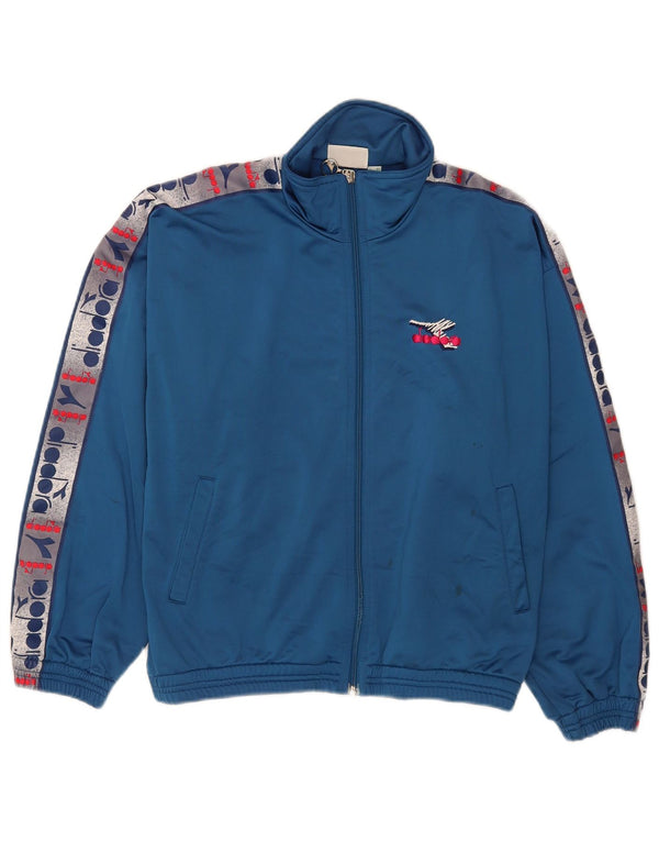Jachetă de trening grafică Diadora pentru bărbați UK 32 2XS Albastru Colorblock