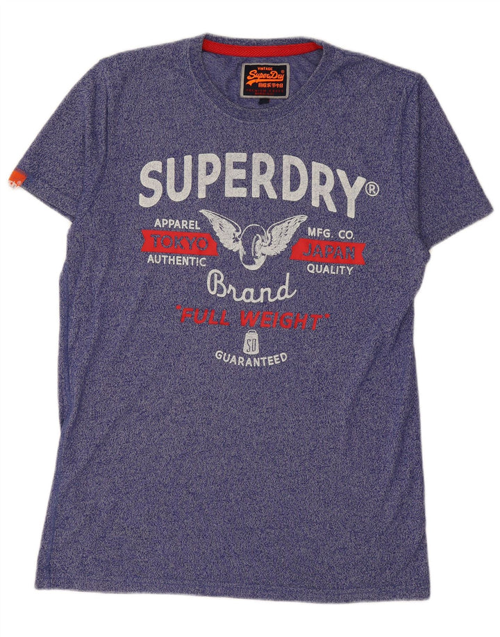 Tricou grafic pentru bărbați SUPERDRY Top mare, albastru, bumbac cu pete