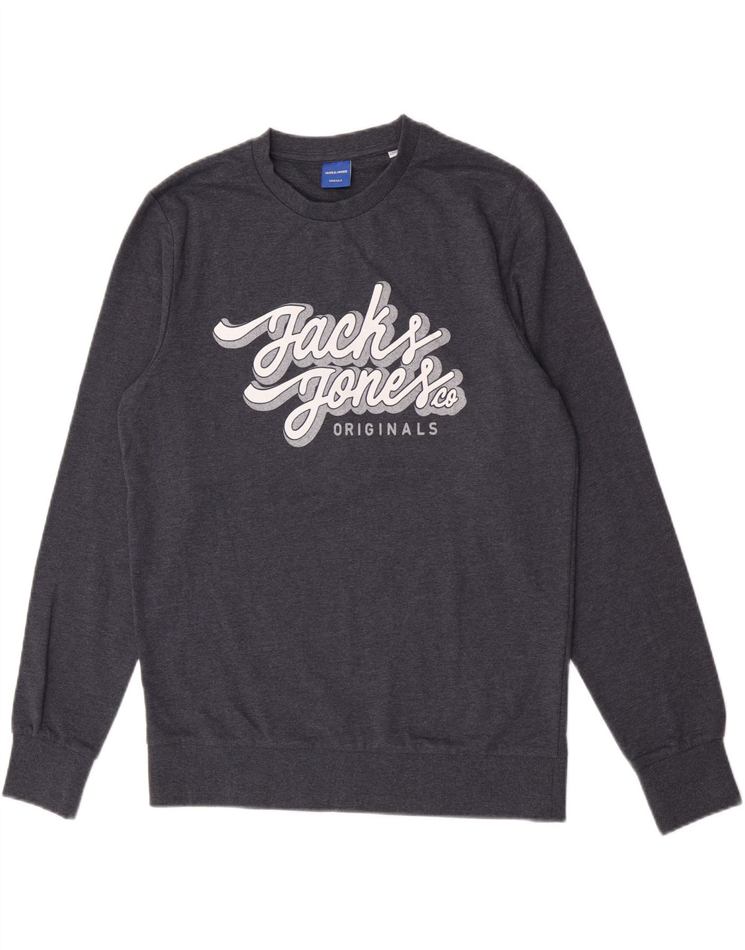 Pulover cu grafic pentru bărbați Jack & Jones, bumbac cu pete albastru mediu