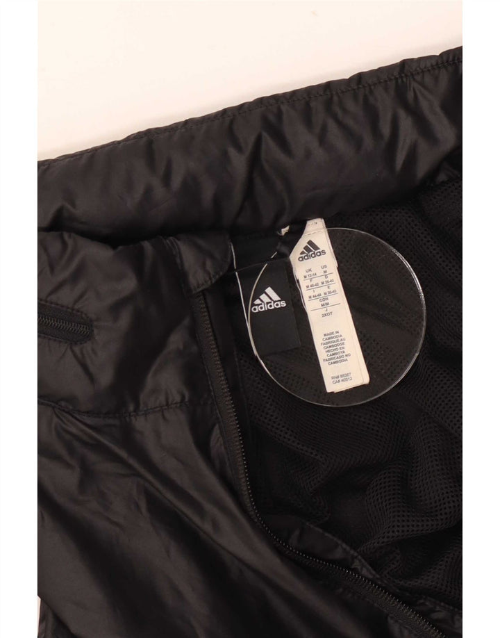 Jachetă de ploaie cu glugă grafică Adidas pentru femei UK 12/14 Poliester mediu negru