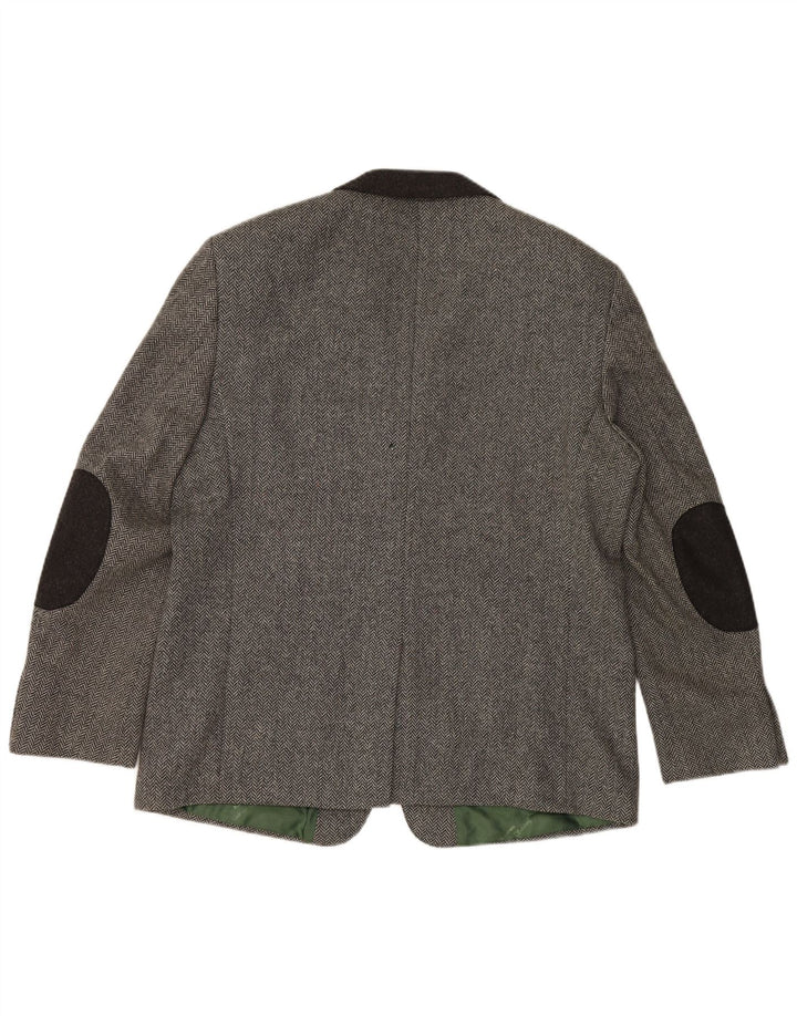 H.MOSER Jachetă pentru bărbați cu 3 nasturi EU 54 2XL Lână gri cu oase de pește