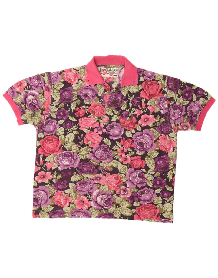 CHAMBERS Tricou polo pentru femei UK 16 Large Purple Floral