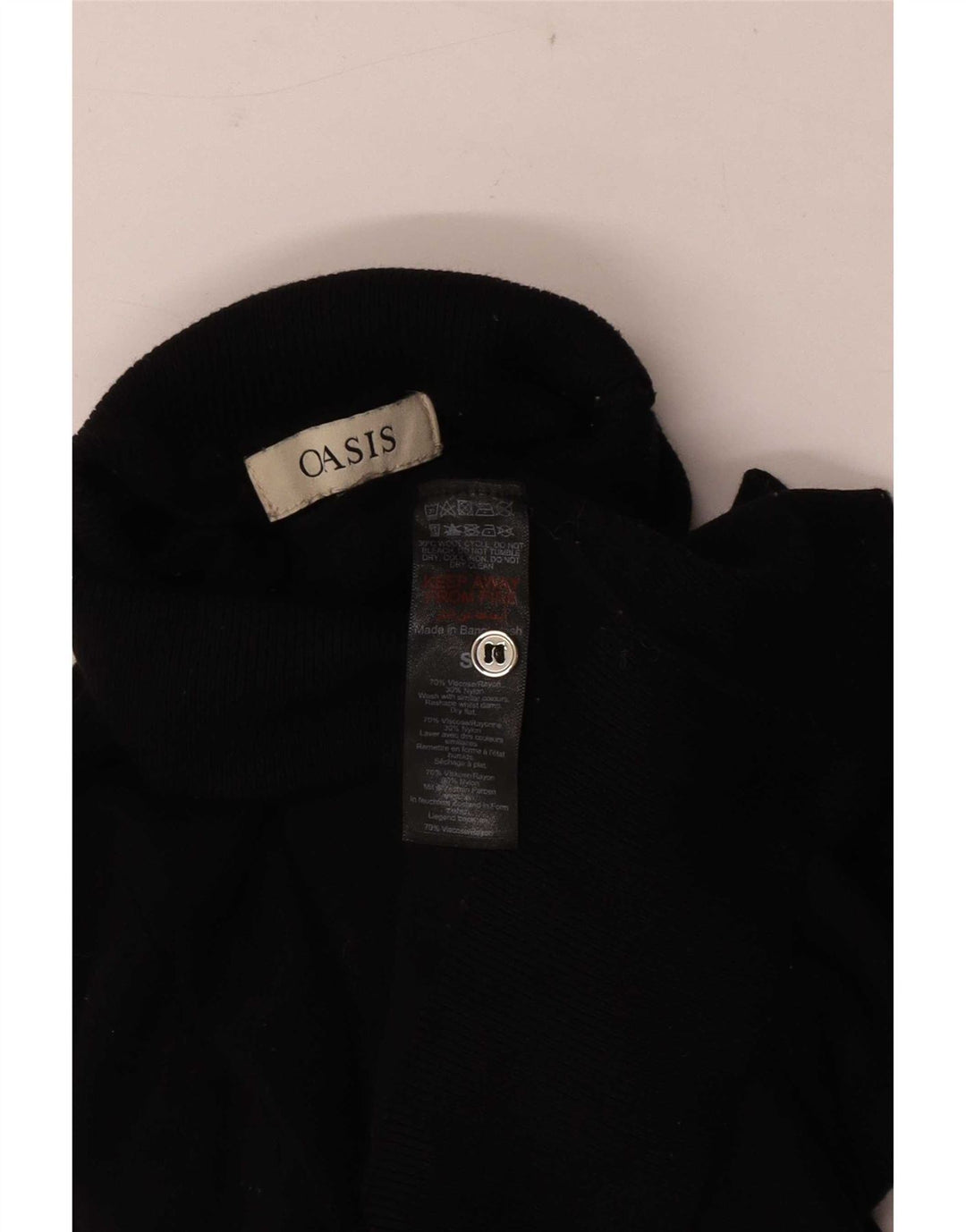 Oasis Pulover cu gât rulat pentru femei UK 10 Small Black Viscose