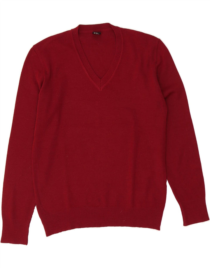 VINTAGE Womens V-Neck Jumper Sweater UK 16 Large Red Wool Vintage Vintage and Second-Hand Vintage from Messina Hembry 