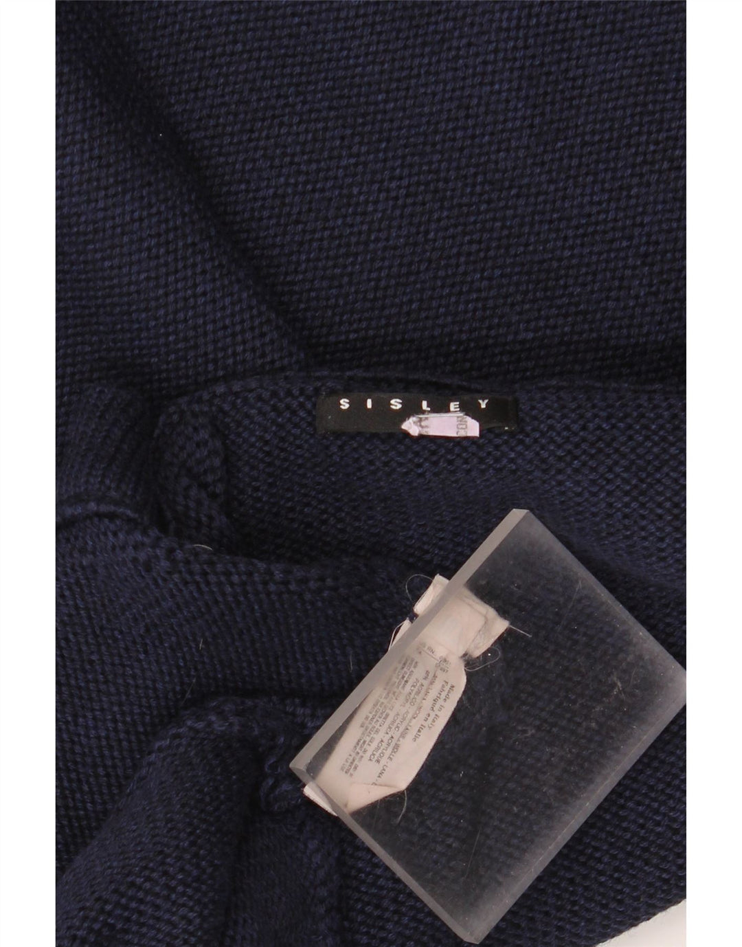 SISLEY Pulover cu decolteu în V pentru bărbați, lână mare, albastru