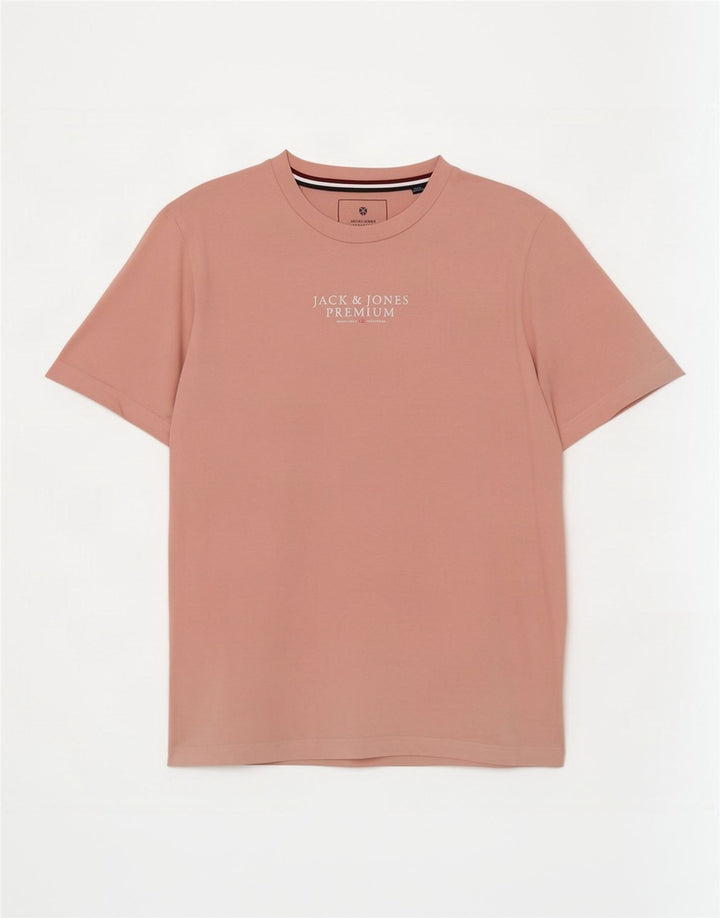 Tricou cu grafic Jack & Jones pentru bărbați Top din bumbac roz mediu