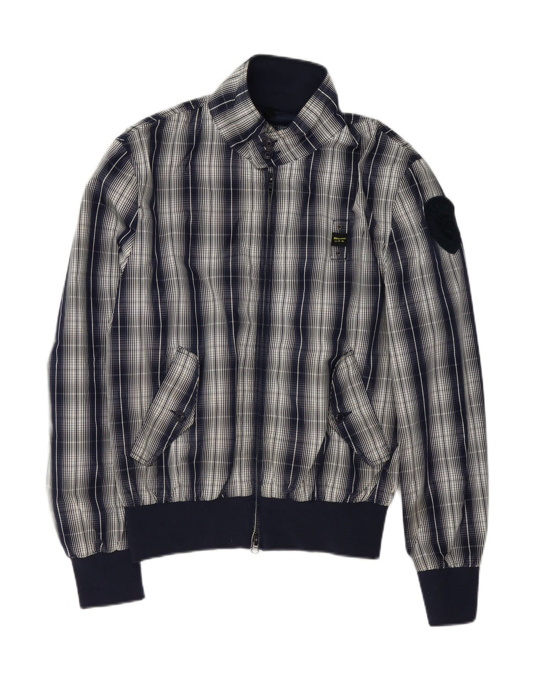 Blauer Bomber Jacket pentru bărbați UK 42 XL Bleumarin din poliester cu carouri