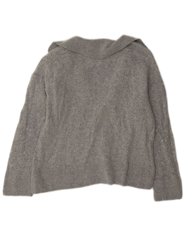 Massimo Dutti Pulover crop pentru femei cu gât polo, UK 10, mic, gri, viscoză