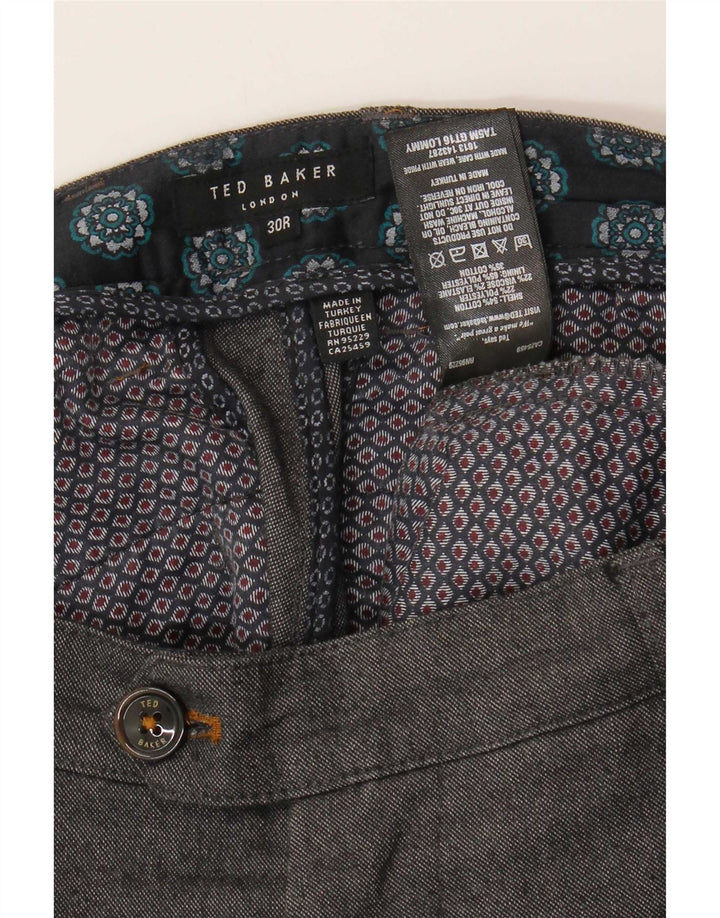 Pantaloni de costum pentru bărbați Ted Baker, slim, L30 L32, bumbac cu pete gri