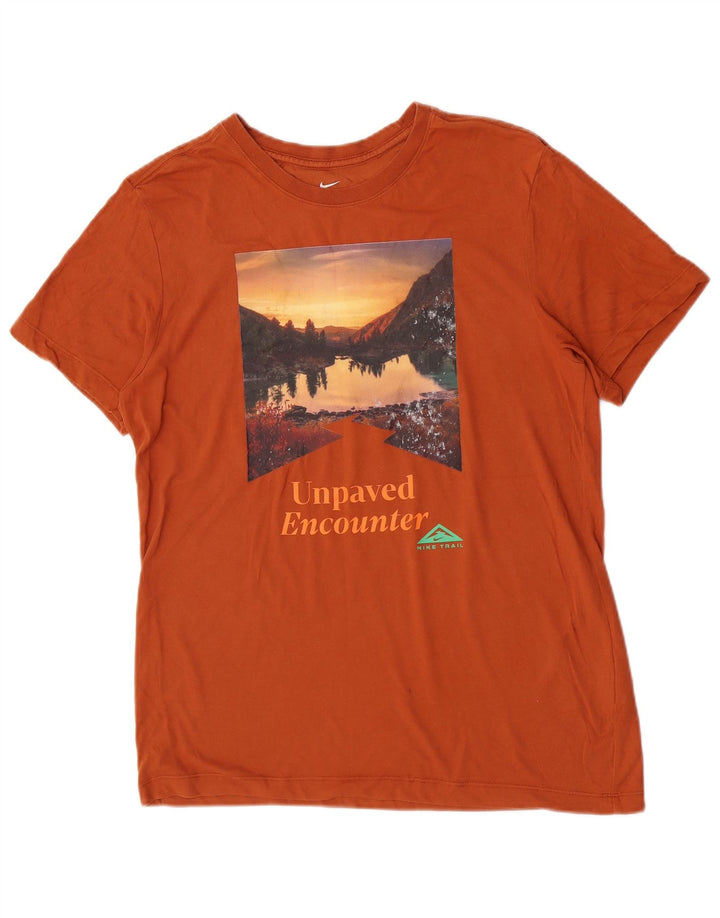 Tricou grafic Nike Dri Fit pentru bărbați Top din bumbac maro mediu