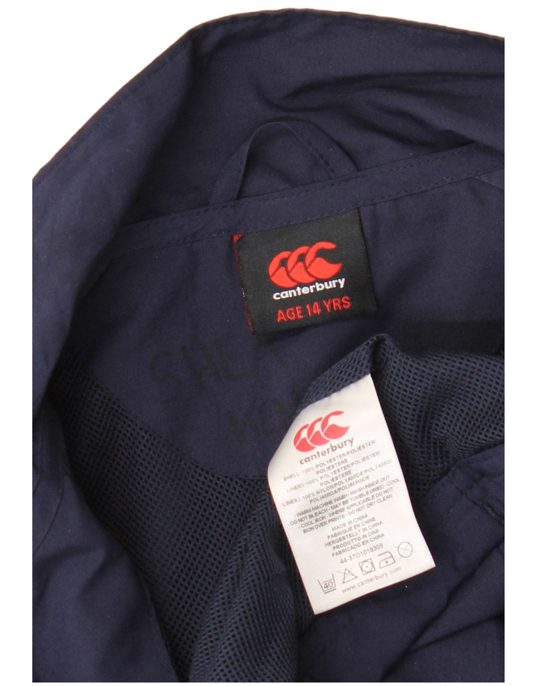 CANTERBURY Boys Tracksuit Top Jacket 13-14 Years Navy Blue Polyester