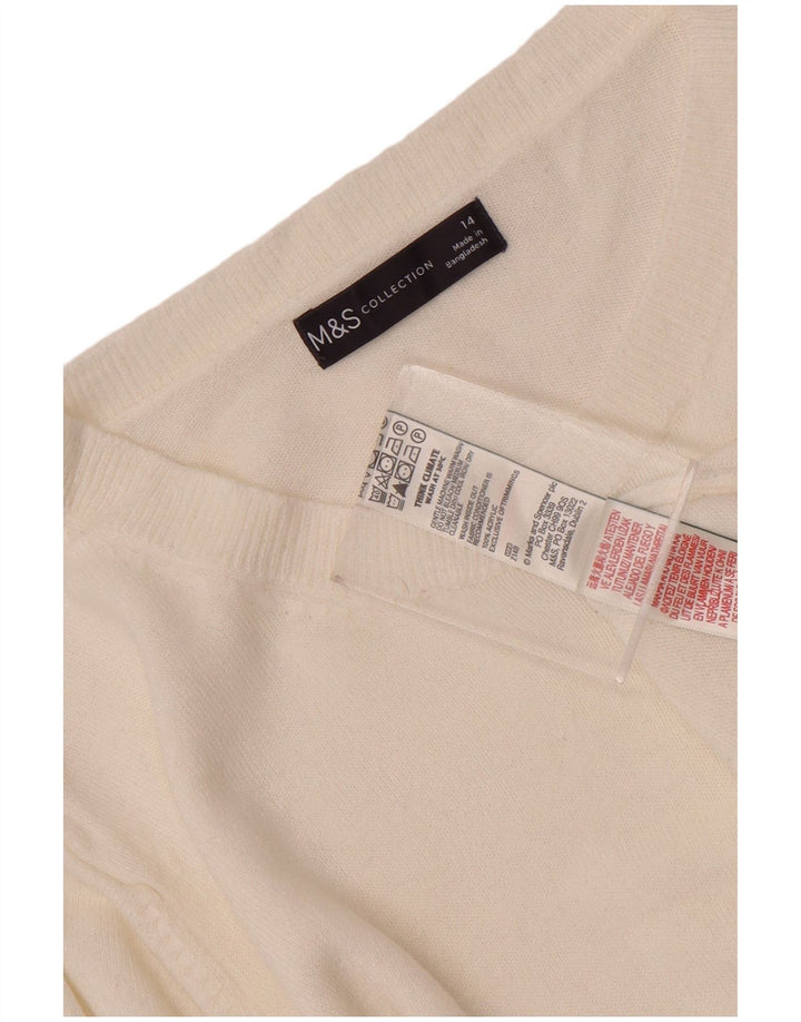Pulover pentru femei Marks & Spencer cu decolteu cu barca UK 14 Medium White Acrylic