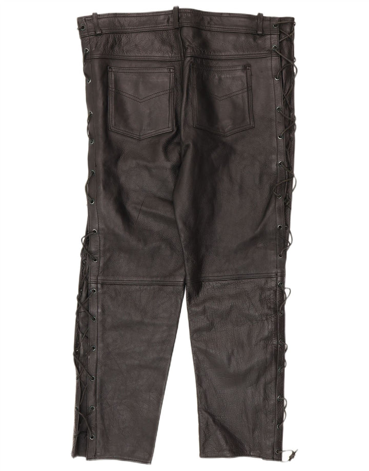 Pantaloni subțiri din piele pentru bărbați American Eagle W36 L30 din piele neagră