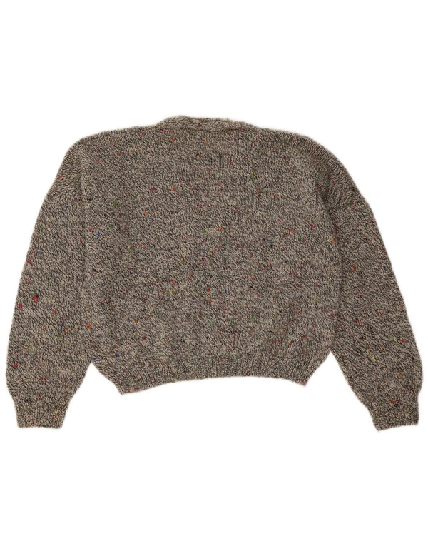 Pulover vintage cu decolteu în V pentru femei UK 16, mare, gri pete