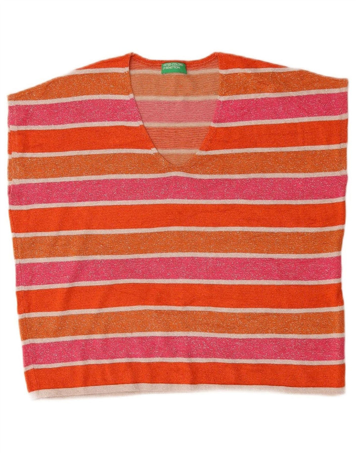 BENETTON Womens Oversized Crop Blouse Top UK 10 Small Multicoloured