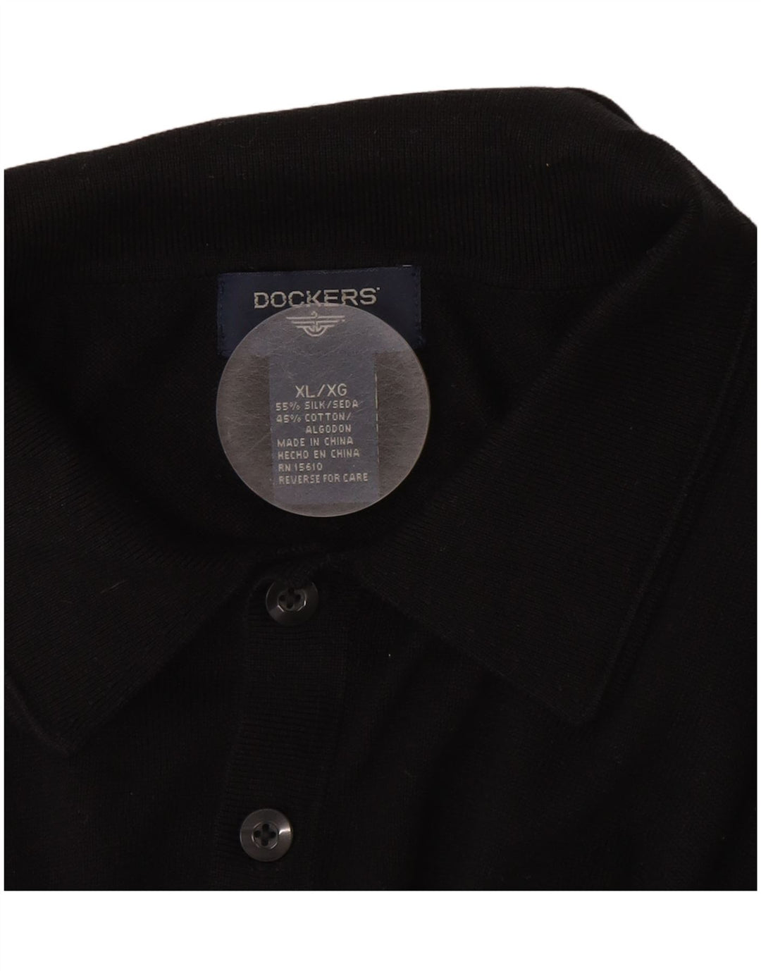 DOCKERS tricou polo pentru bărbați XL, mătase neagră