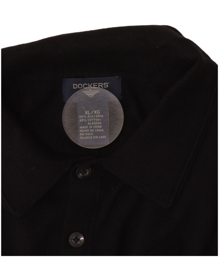 DOCKERS tricou polo pentru bărbați XL, mătase neagră