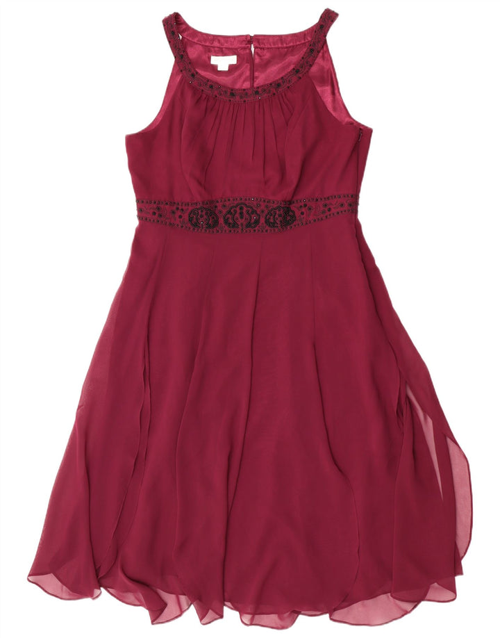 Rochie în formă de A fără mâneci pentru femei Monsoon UK 16 Poliester maro mare
