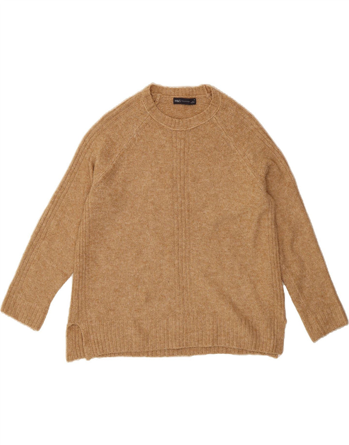 MARKS & SPENCER Womens Crew Neck Jumper Sweater UK 14 Medium Brown Acrylic Vintage Marks & Spencer and Second-Hand Marks & Spencer from Messina Hembry 