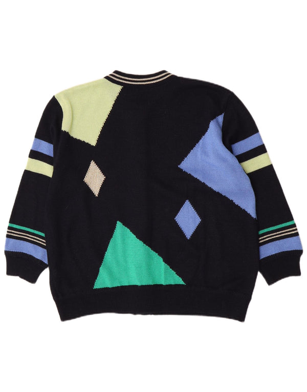 Pulover cardigan pentru femei Rabe UK 14 mare bleumarin geometric geometric acrilic