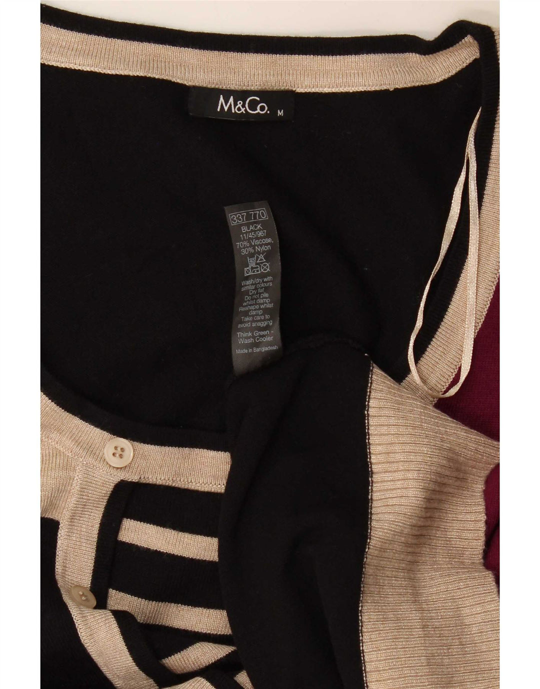 Pulover pentru femei M&Co cu gâtul barca UK 14 Medium Black Colorblock