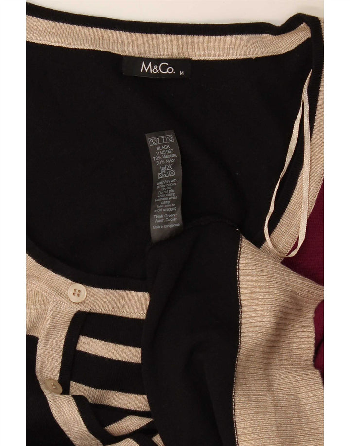 Pulover pentru femei M&Co cu gâtul barca UK 14 Medium Black Colorblock