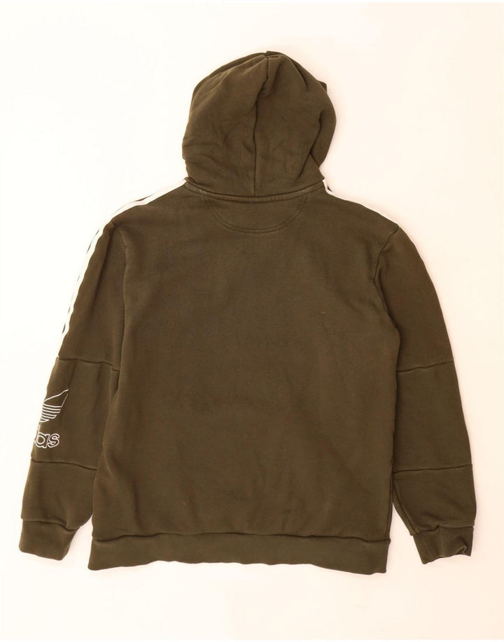 Pulover ADIDAS pentru femei cu capota cu grafică UK 14, bumbac kaki mediu