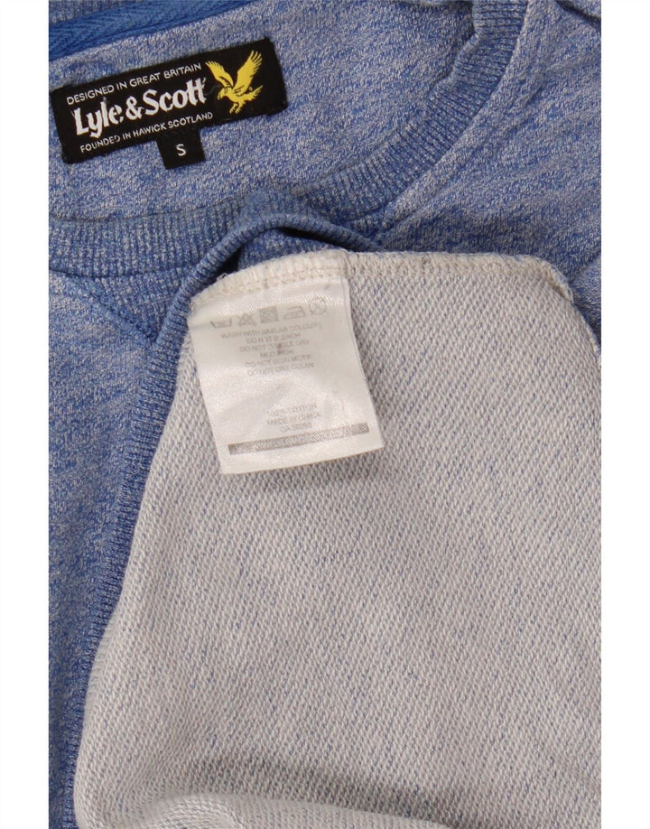 Hanorac pentru bărbați Lyle & Scott Pulover mic albastru bumbac cu pete